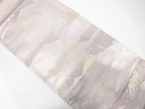 アンティーク　遠山に田舎風景模様織り出し袋帯（材料）